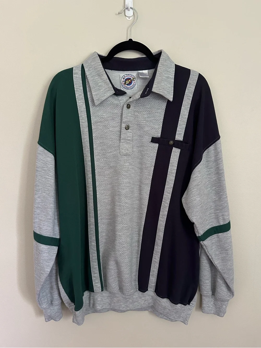 Vintage 90s LD Sport International Colorblock Polo Sweatshirt Mens 2X Casual